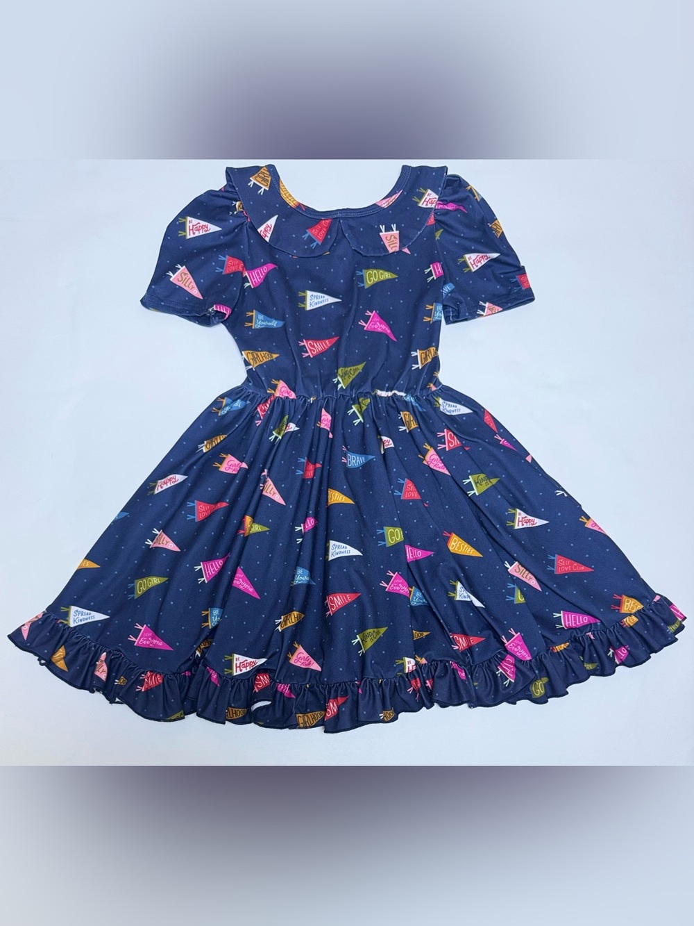 Girlhood Cheer Print Peter Pan Collar Twirl Dress Size 7